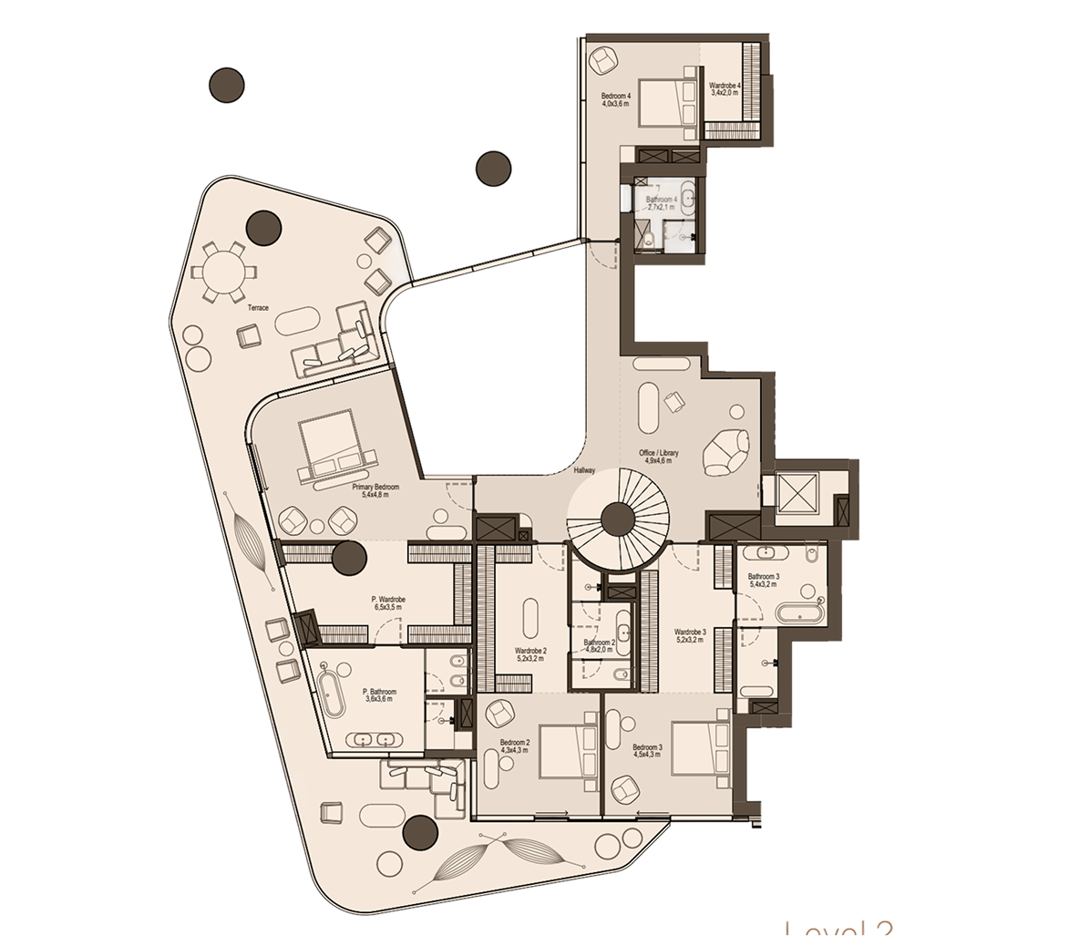 Duplexes Bed 5 Level 2 floor plan at Eywa Way of Water