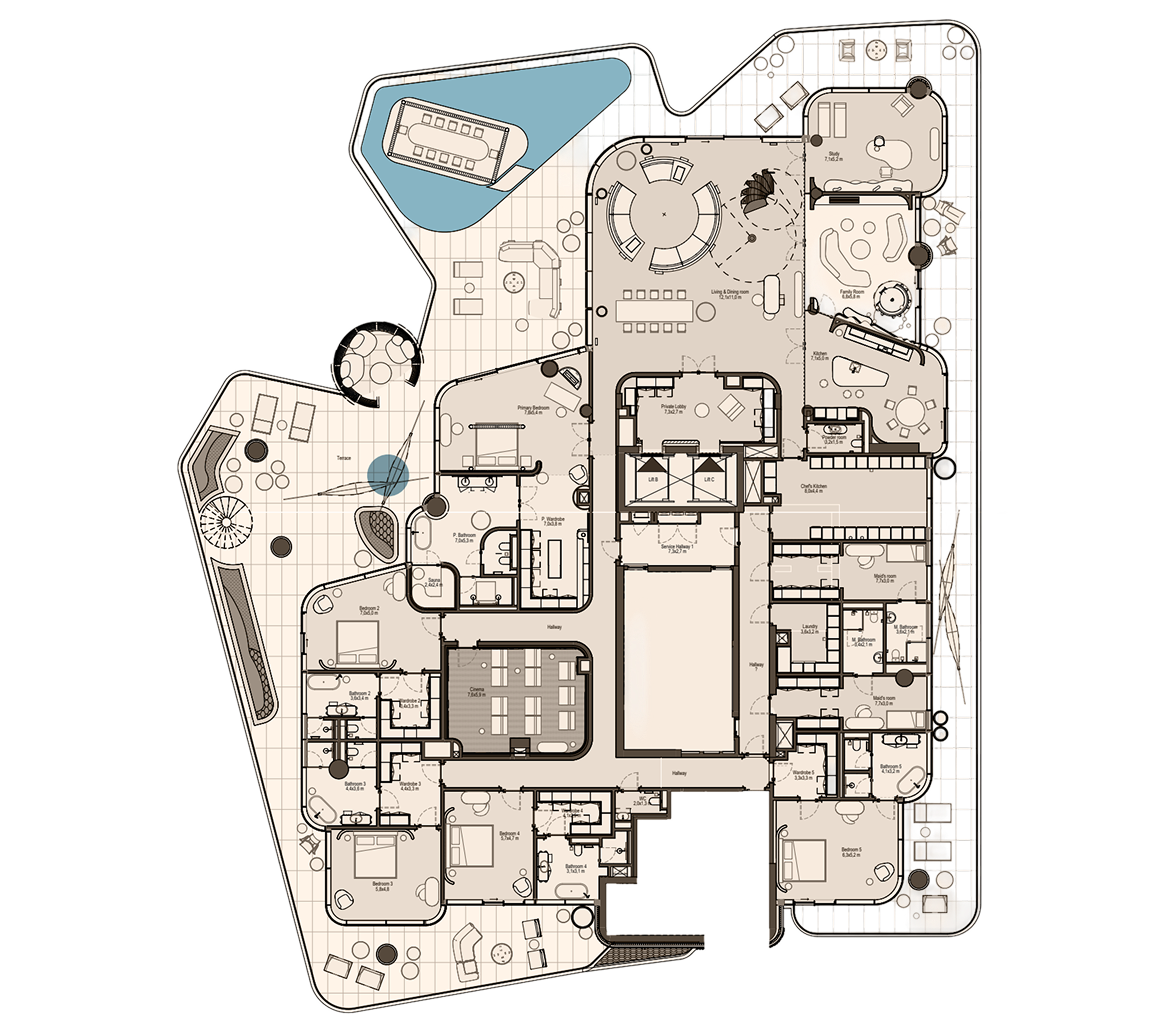 Penthouse Level 1 floor plan at Eywa Way of Water