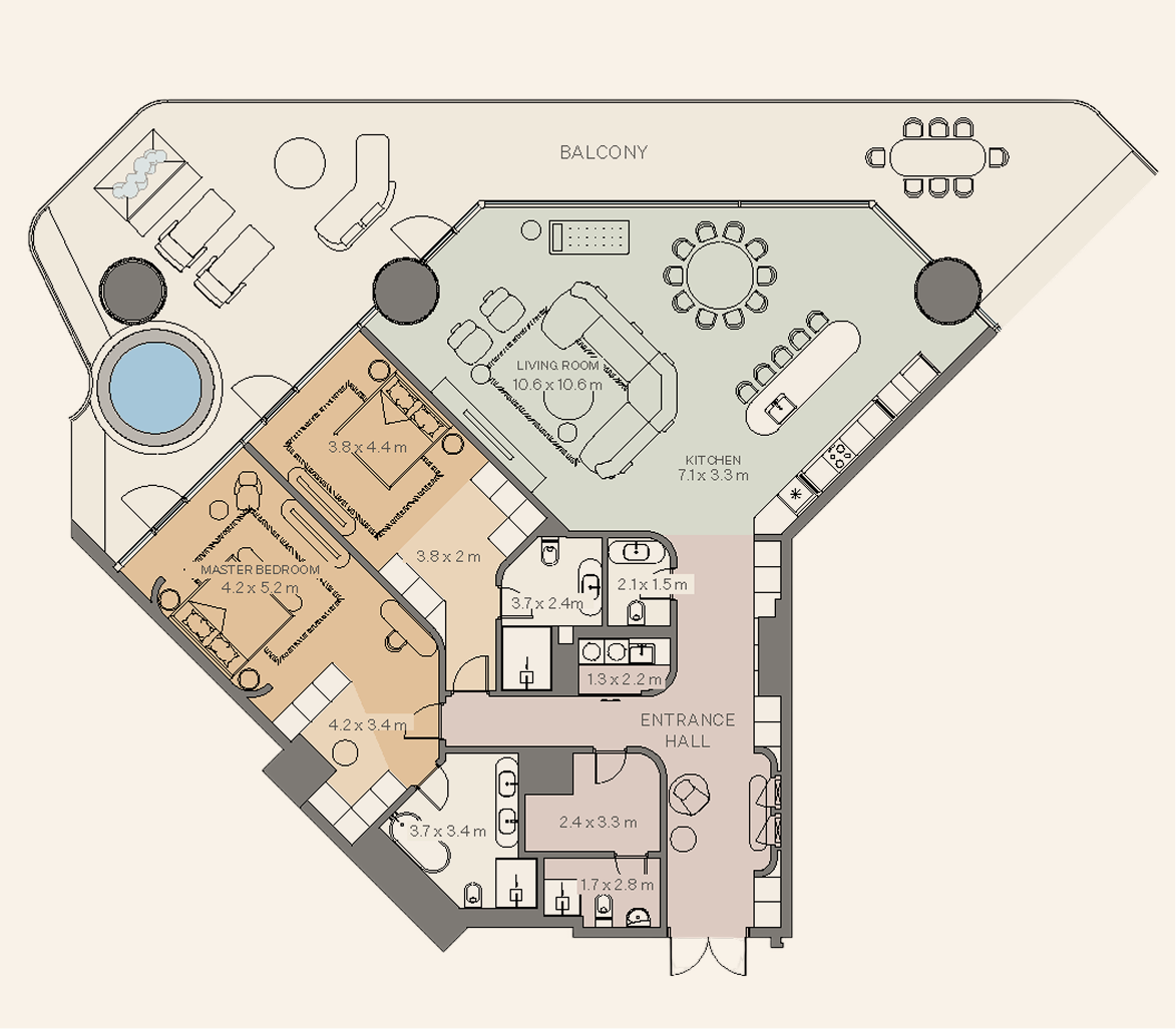 2-bedroom Residence Type 1 floor plan at Eywa Tree of Life