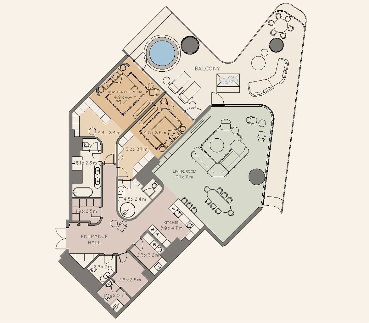2-bedroom Residence Type 2 floor plan at Eywa Tree of Life