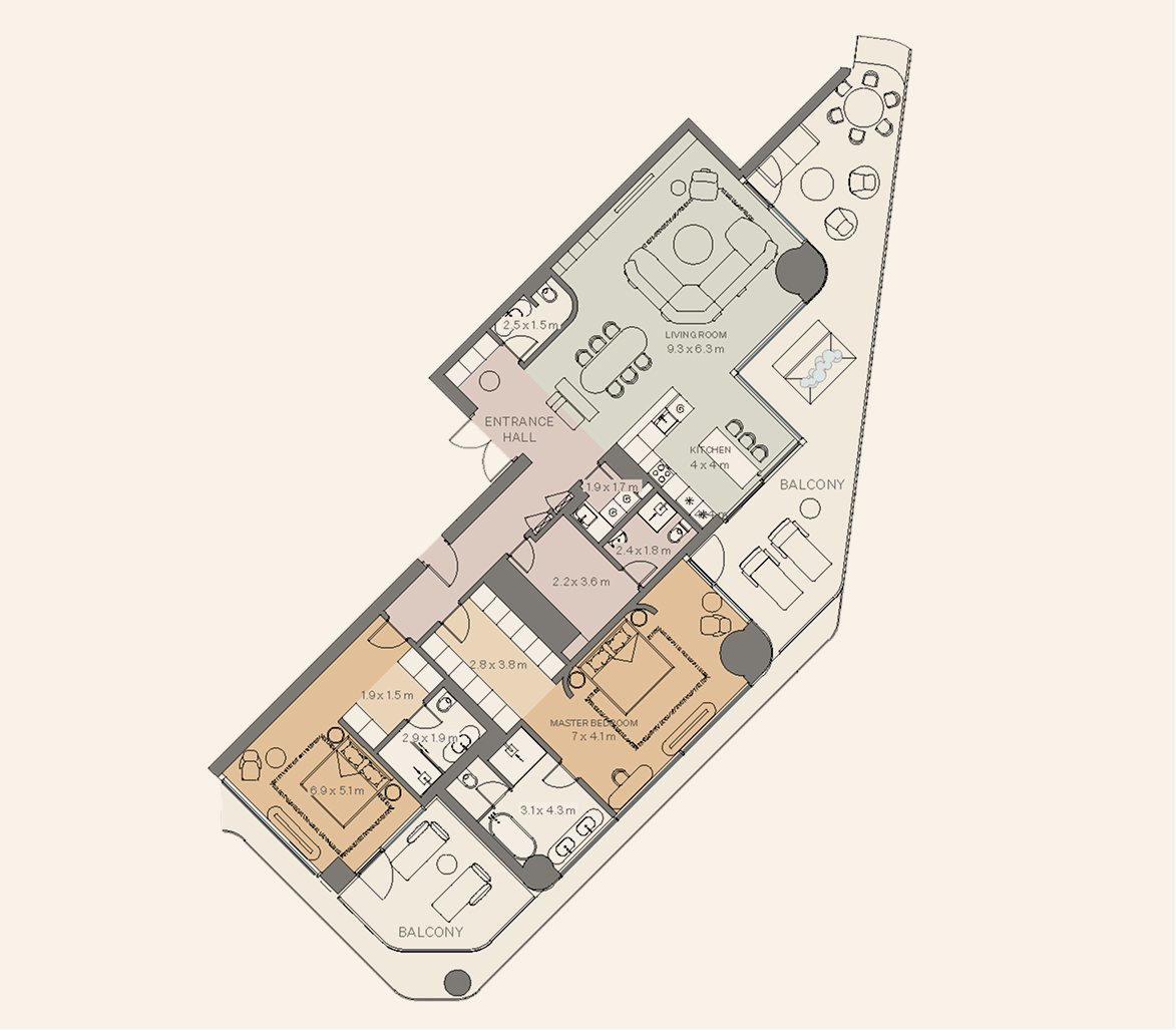 2-bedroom Residence Type 3 floor plan at Eywa Tree of Life