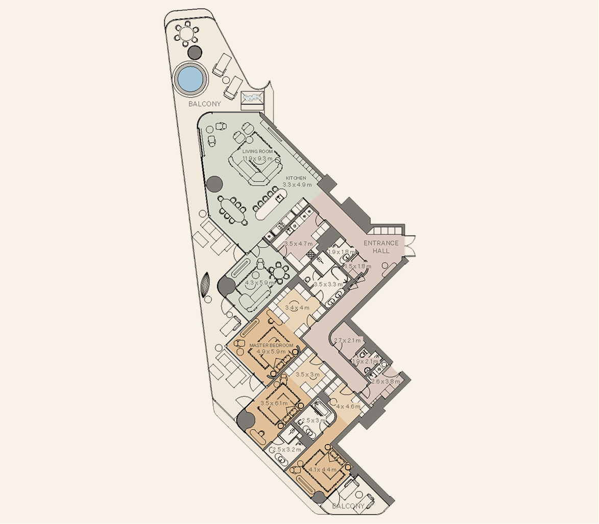 3-bedroom Residence Type 1 floor plan at Eywa Tree of Life
