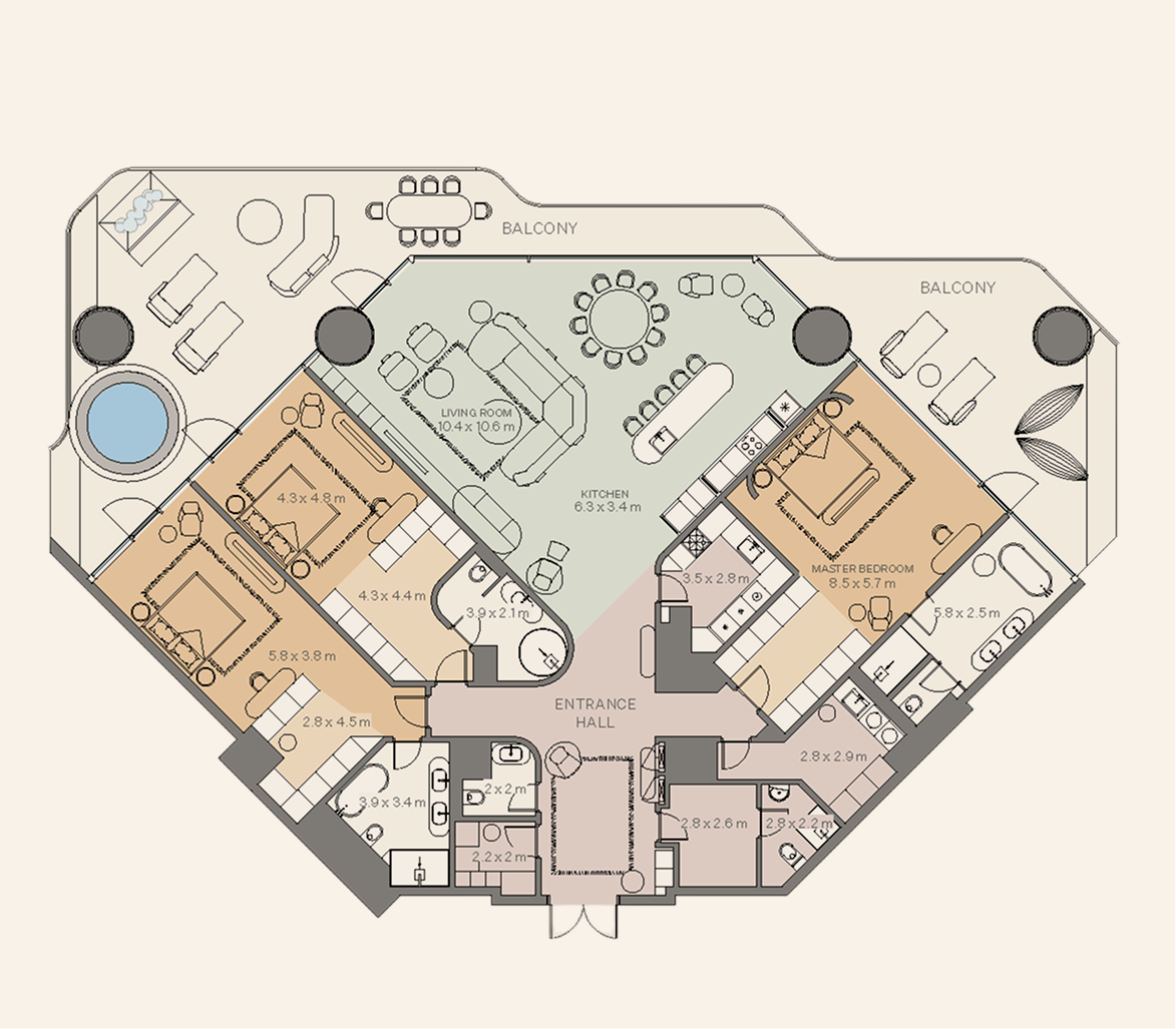 3-bedroom Residence Type 2 floor plan at Eywa Tree of Life