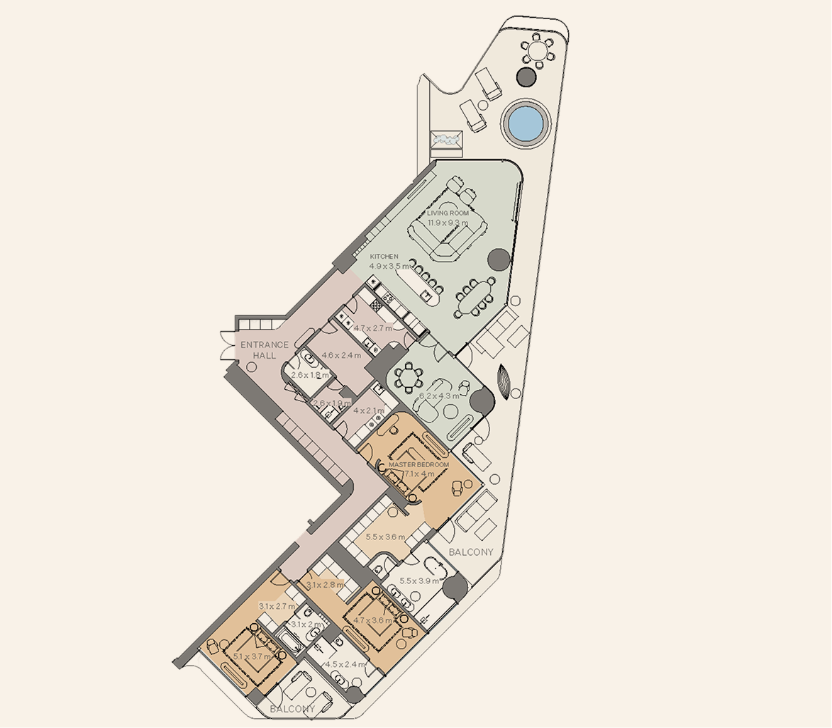 3-bedroom Residence Type 3 floor plan at Eywa Tree of Life