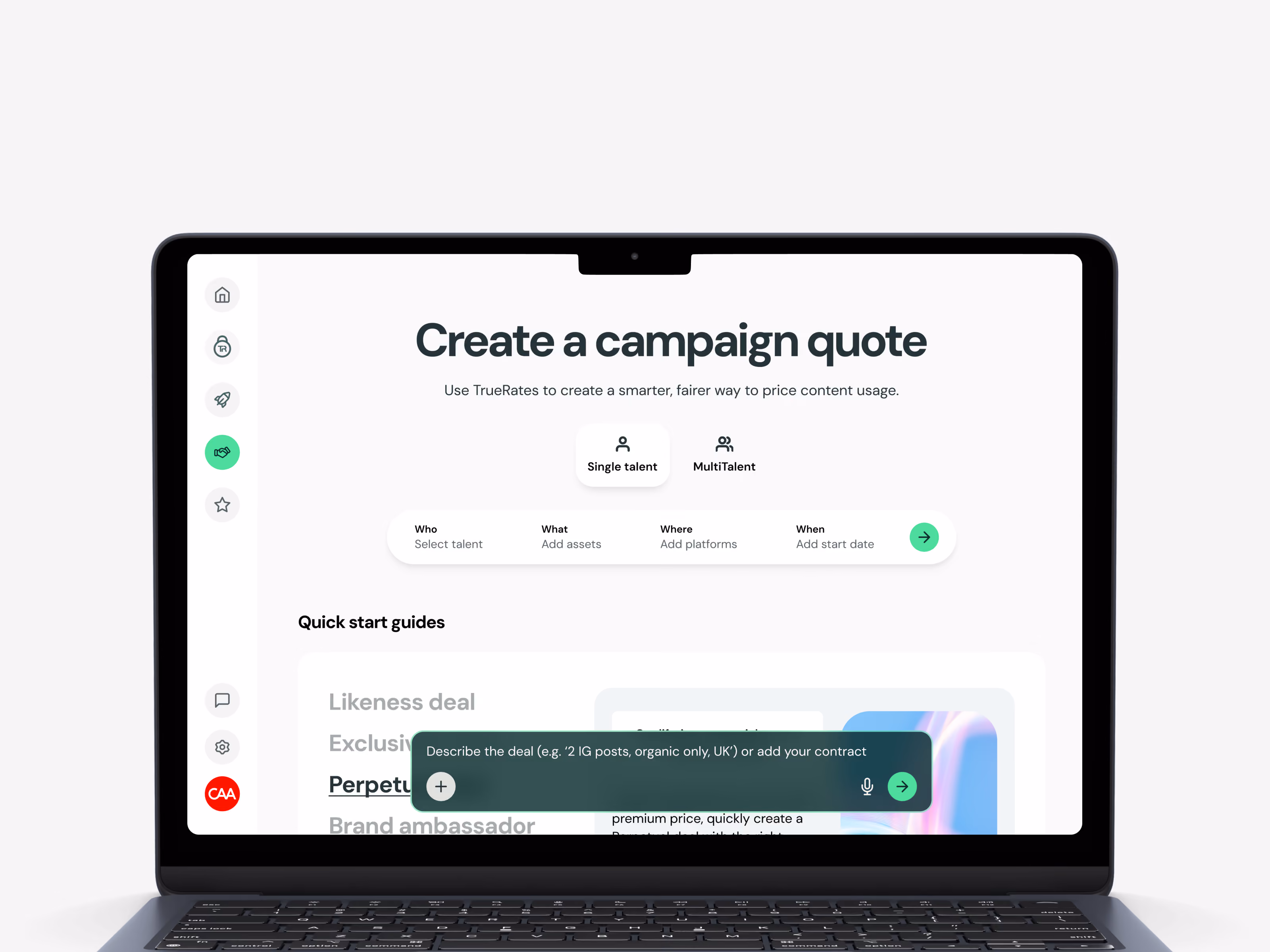 TrueRights campaign quote interface