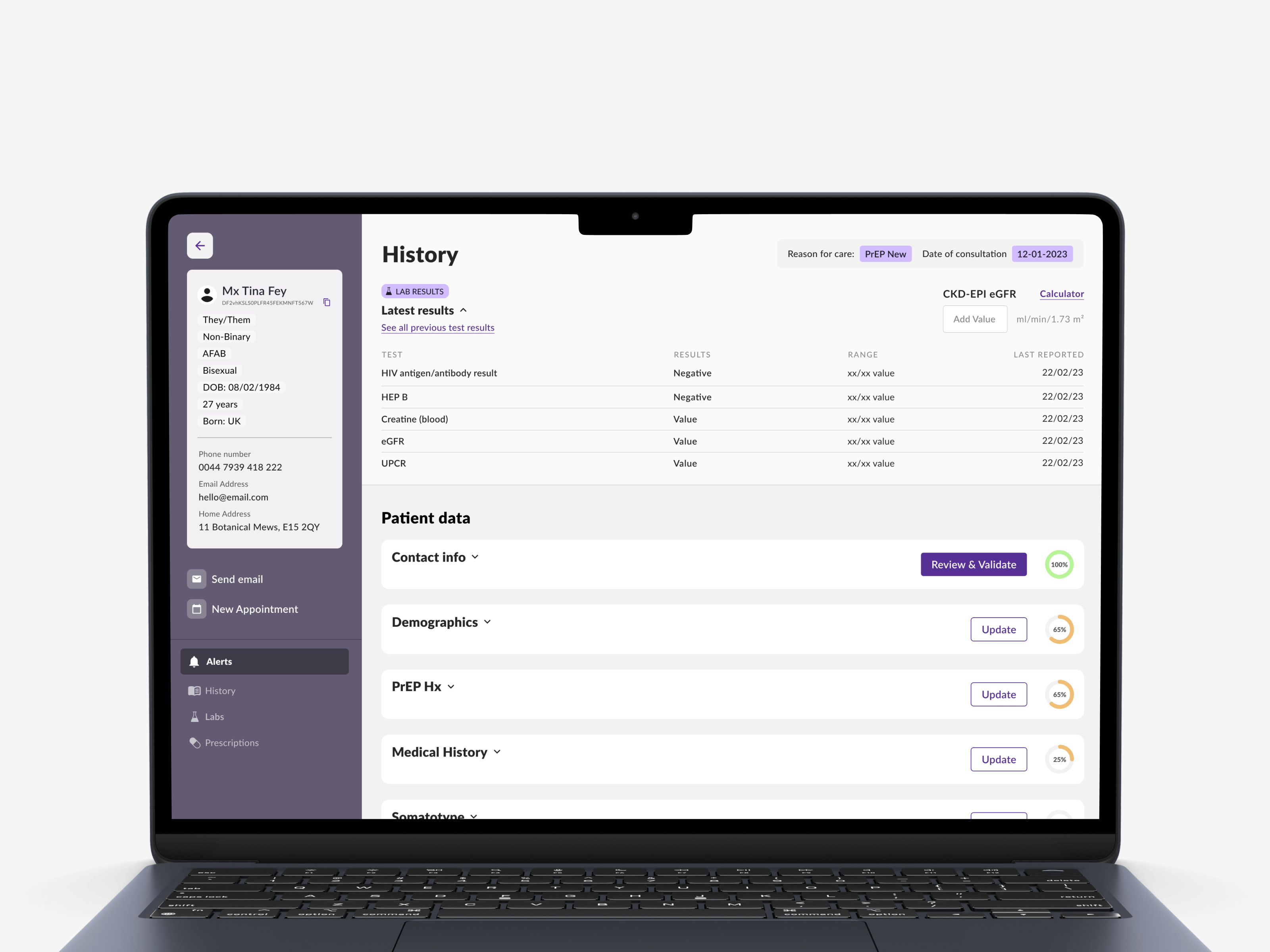 Dashboard v2, redesigned patient history view
