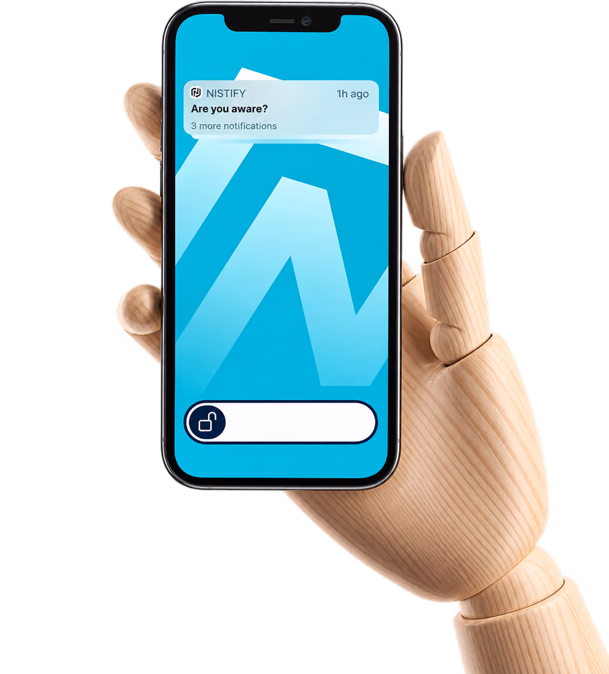 Kéz kék mobiltelefonnal, a képernyőn üzenettel.