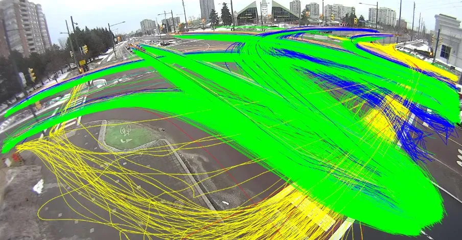 Trajectories of every road user across a full-day recording