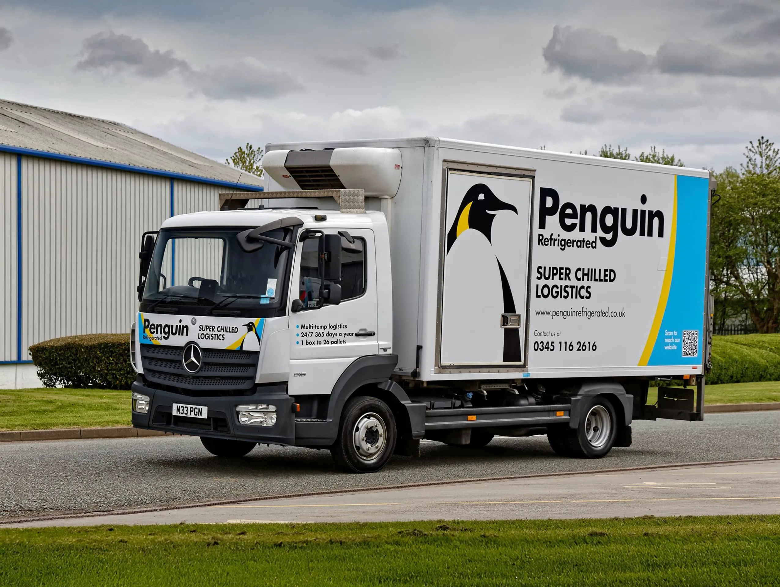 Penguin Refrigerated truck in the new livery