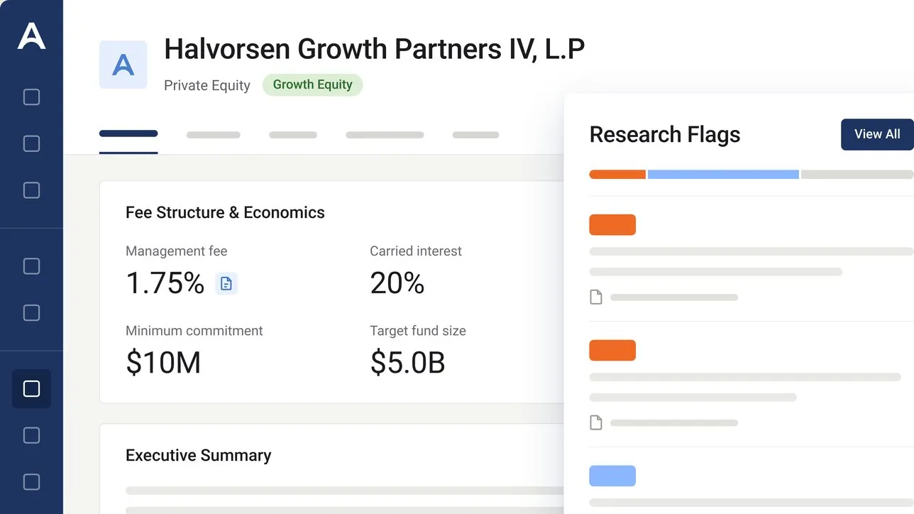 Arch investment research view of a fund with fee terms and research flags