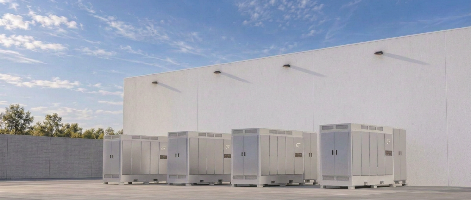 GridTran SSTack units deployed in a single-story outdoor installation at a data center site