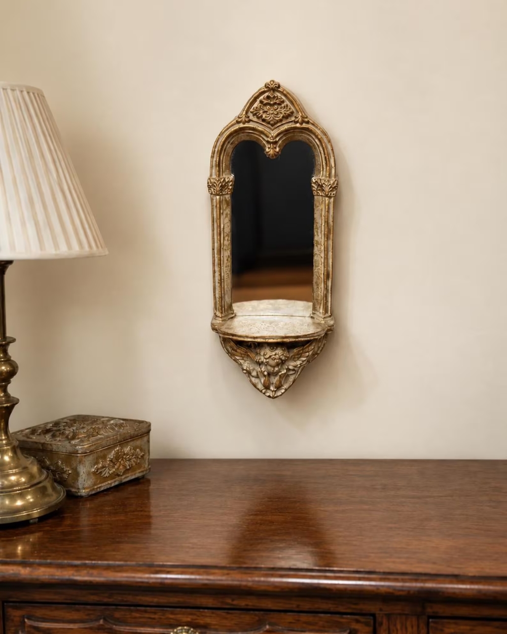 Cherub Wall Mirror with Shelf