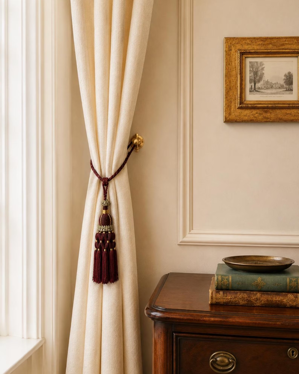 Burgundy Tassel Curtain Tieback