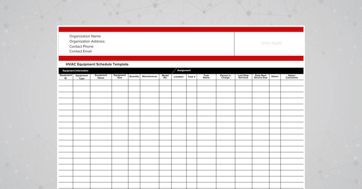 Free HVAC Equipment Schedule Template (Excel, PDF, Word Downloads)