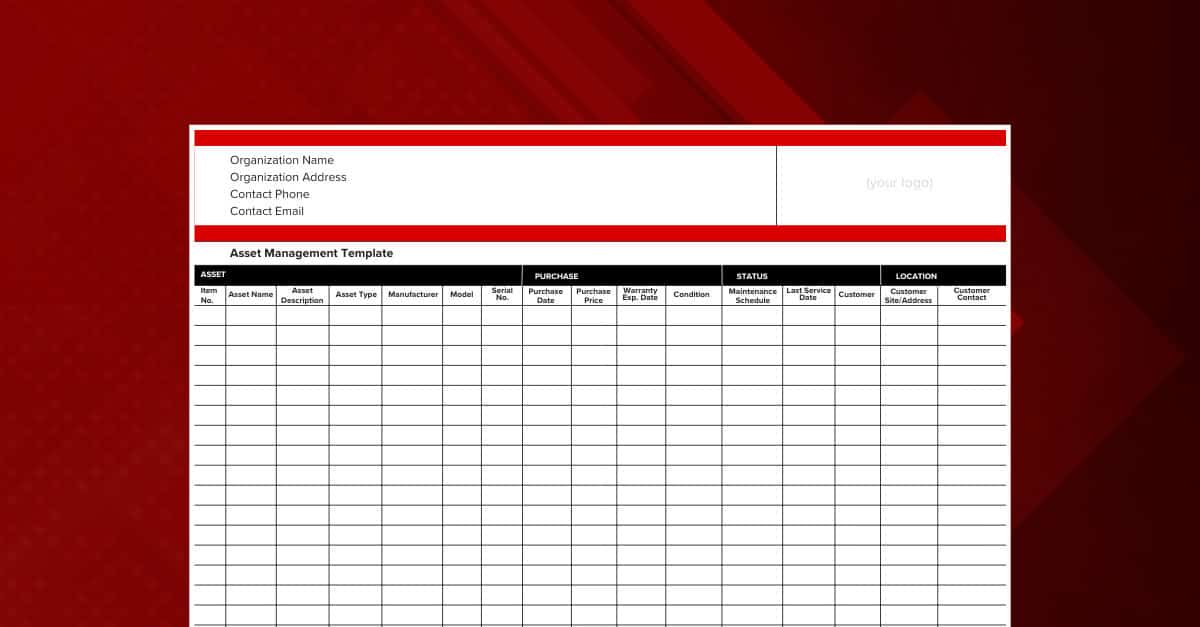 Free Asset Management Template (Excel, PDF, Word Downloads)