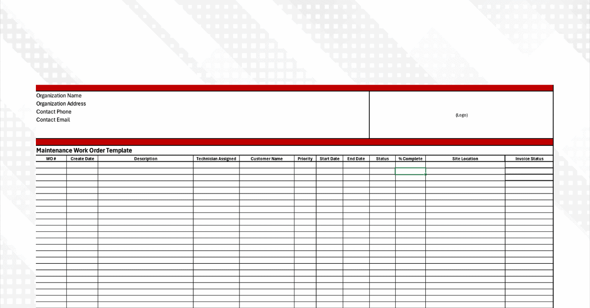 Download Free Maintenance Work Order Template (Excel, Word, PDF Downloads)
