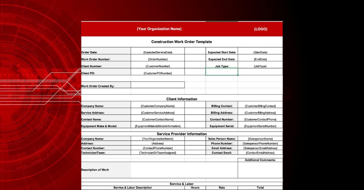 Free Construction Work Order Template (Excel, Word & PDF Downloads)