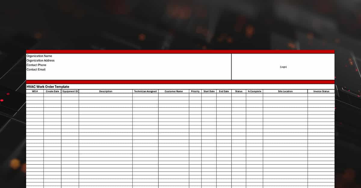 Free HVAC Work Order Template (Excel, Word & PDF Downloads)