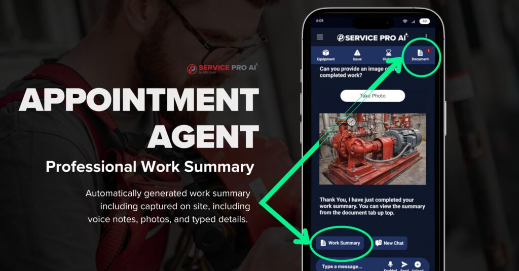 A screenshot and description of the Appointment Agent in Service Pro AI.