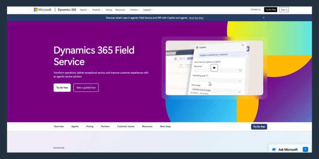 Microsoft dynamics 365 field service software