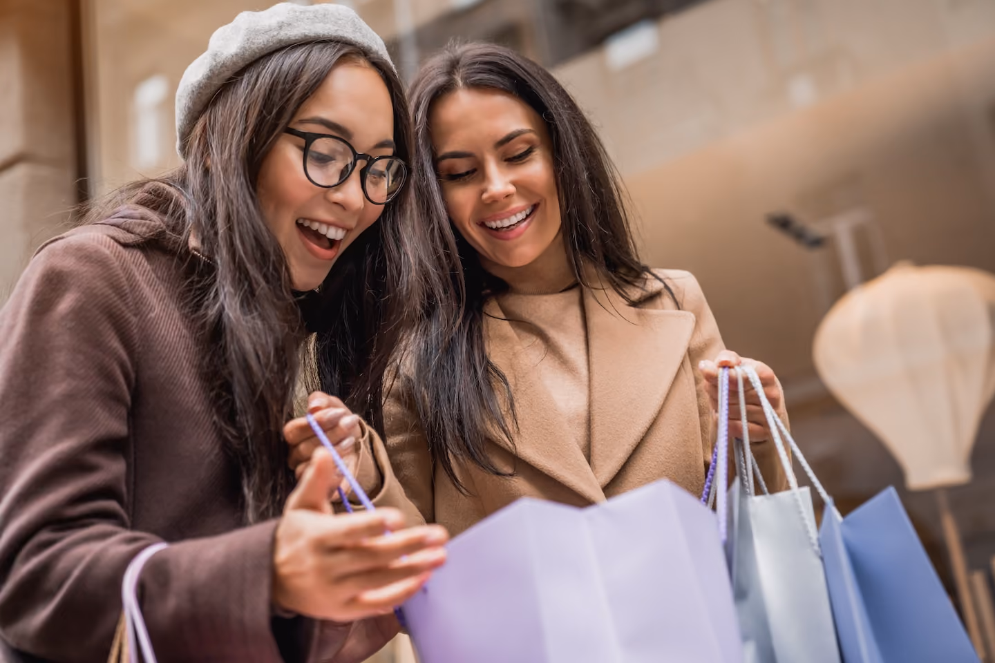 Two girls shopping