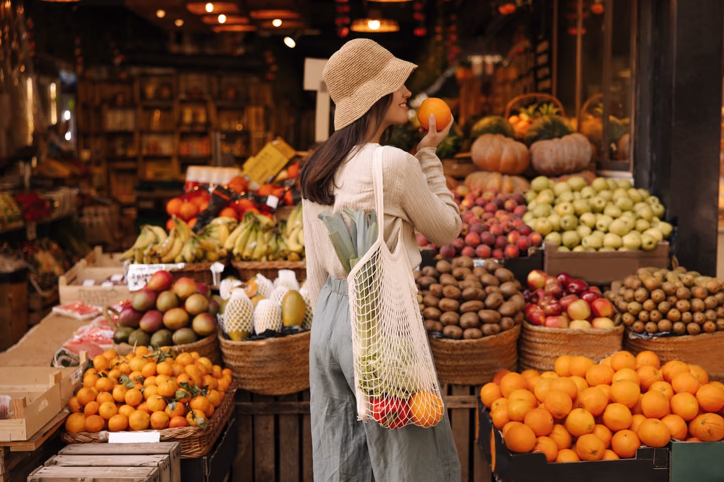 Woman shopping for fruit