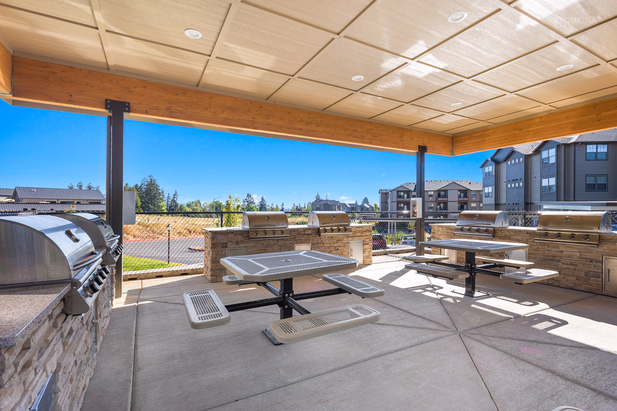 Picnic Pavillion with community grills at The Grove in Salem, Oregon