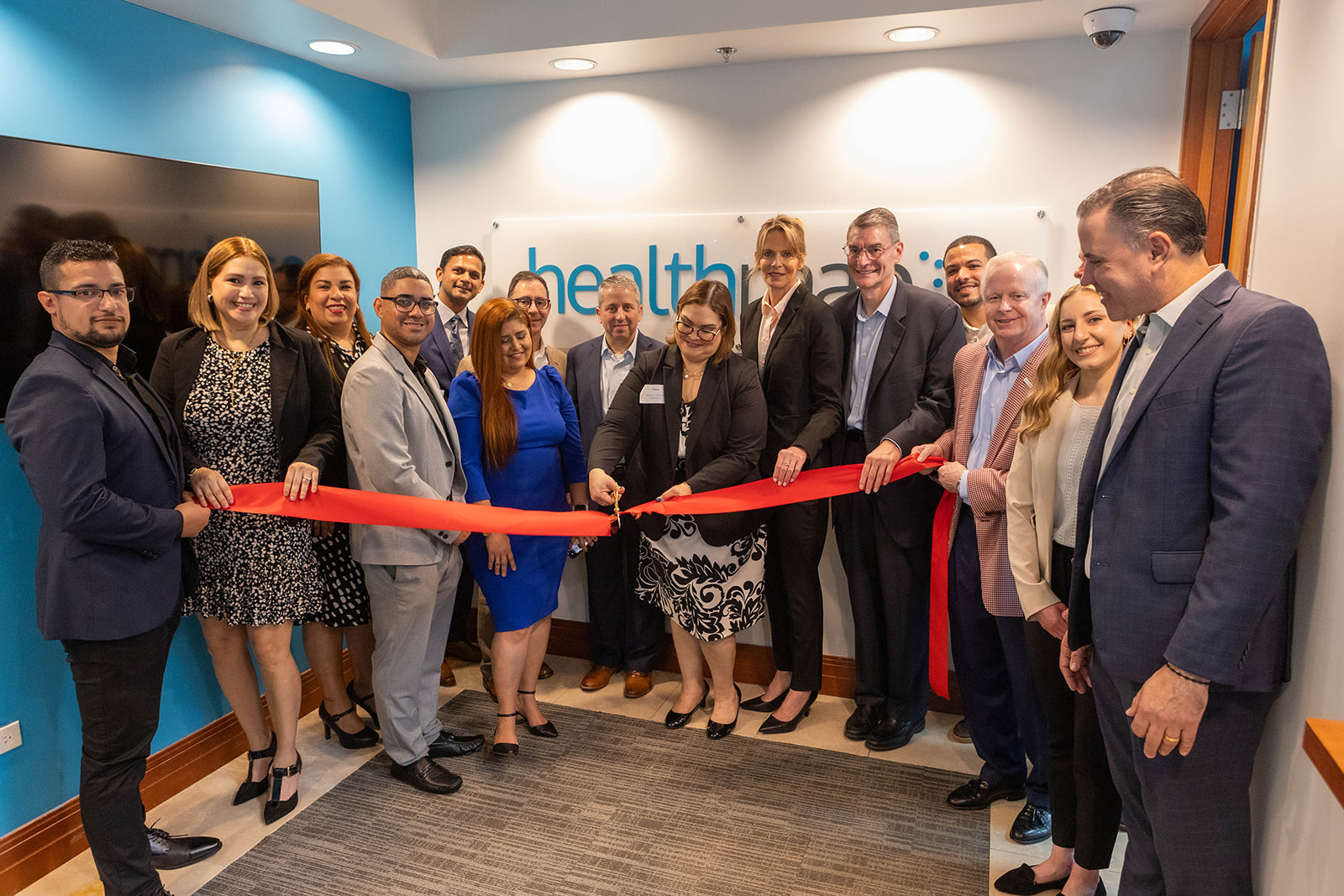Ribbon cutting in office
