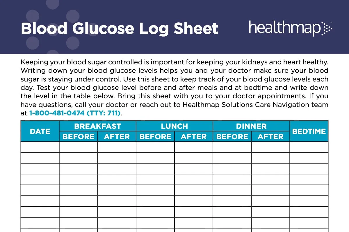 Blood Glucose Log Sheet