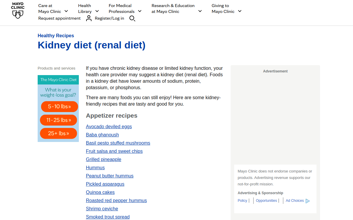 Healthy Recipes: Kidney Diet