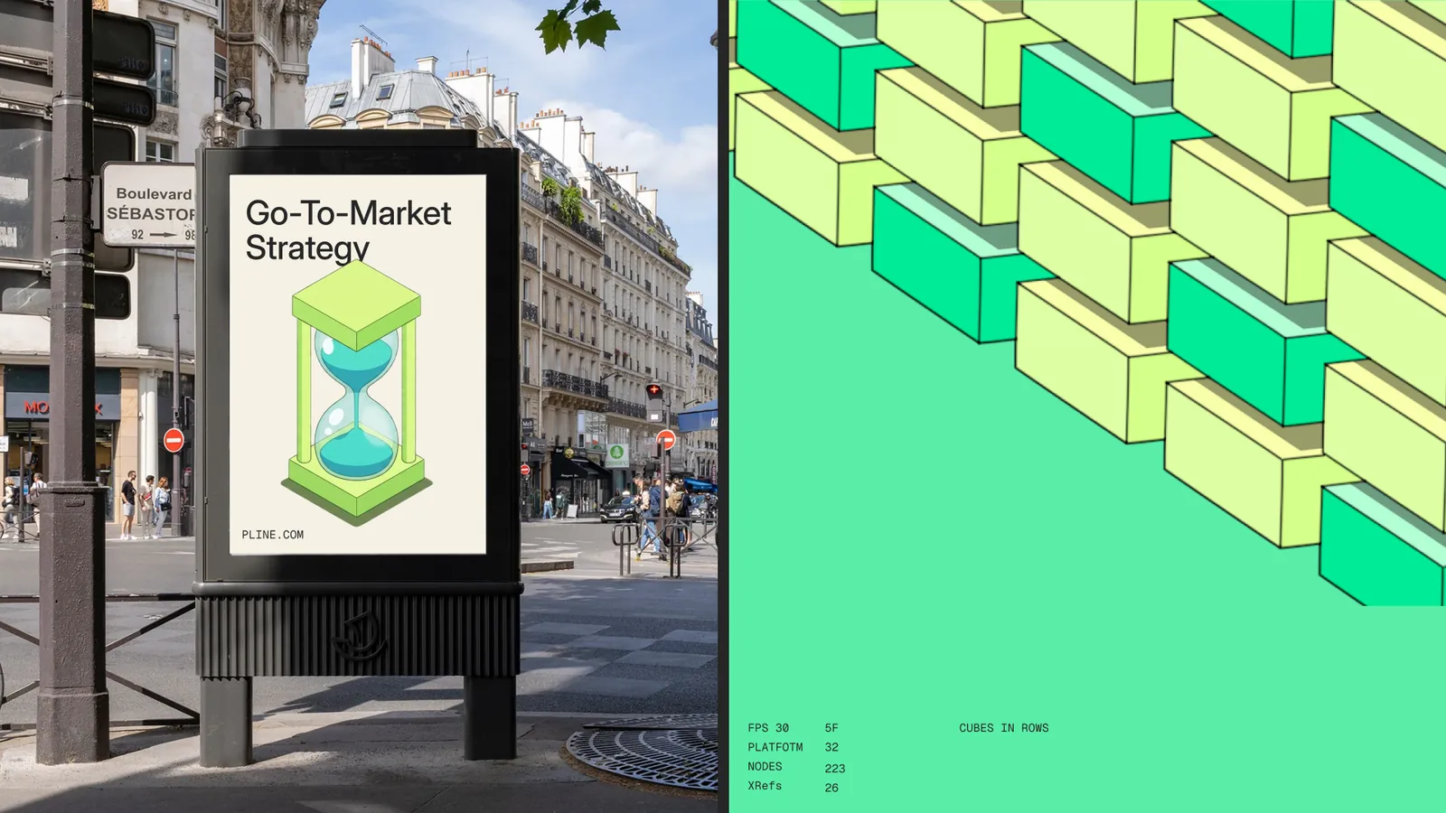 Go-To-Market Strategy poster in a city street and block pattern