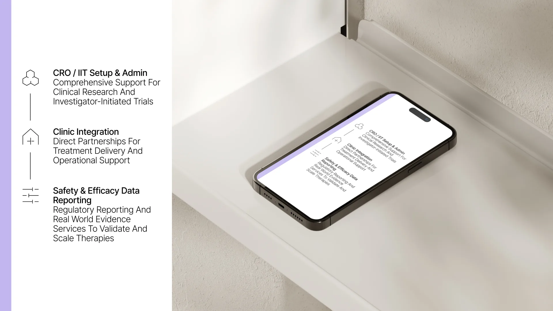 Services list next to the mobile site on a phone