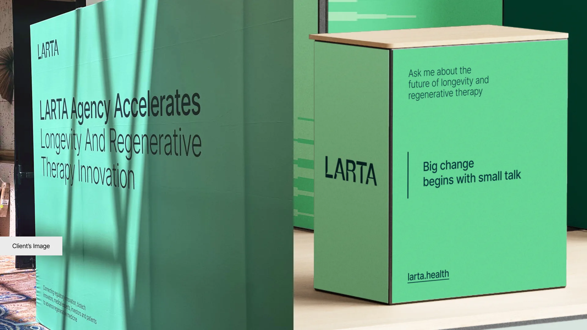 Exhibition wall and counter: Big change begins with small talk