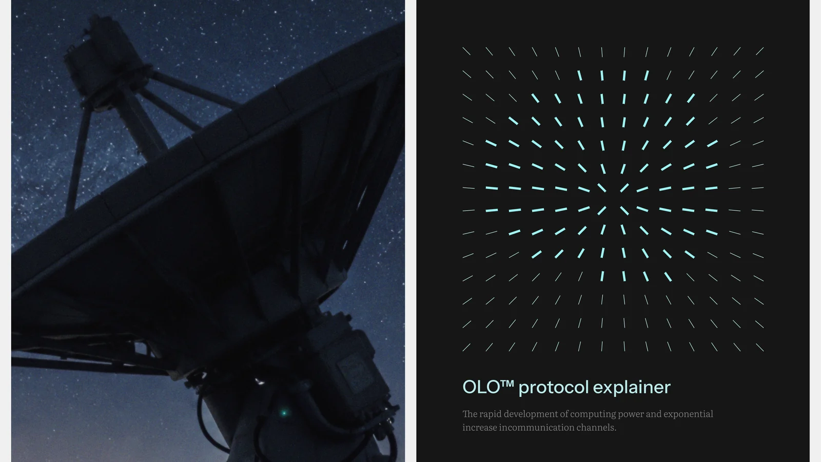 Radio telescope photo next to the protocol explainer graphic