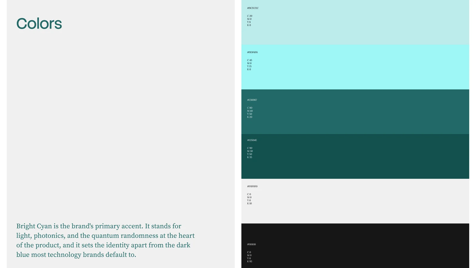 Brand colours: bright cyan, teal and dark tones