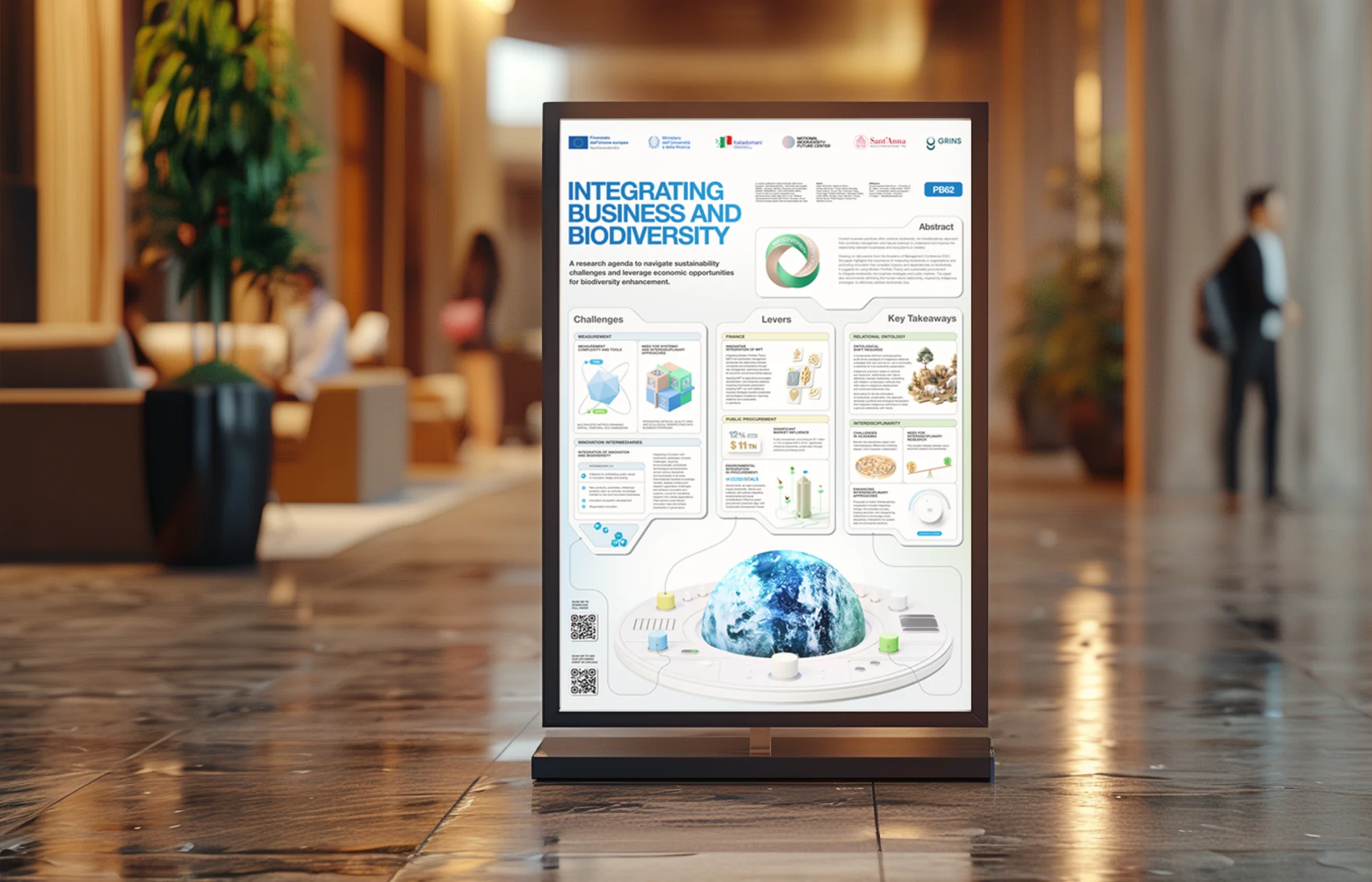 The poster on a display stand in a conference lobby