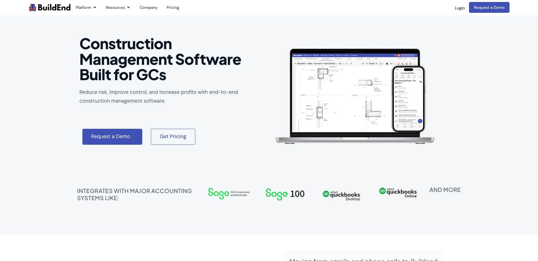 Buildend website screenshot