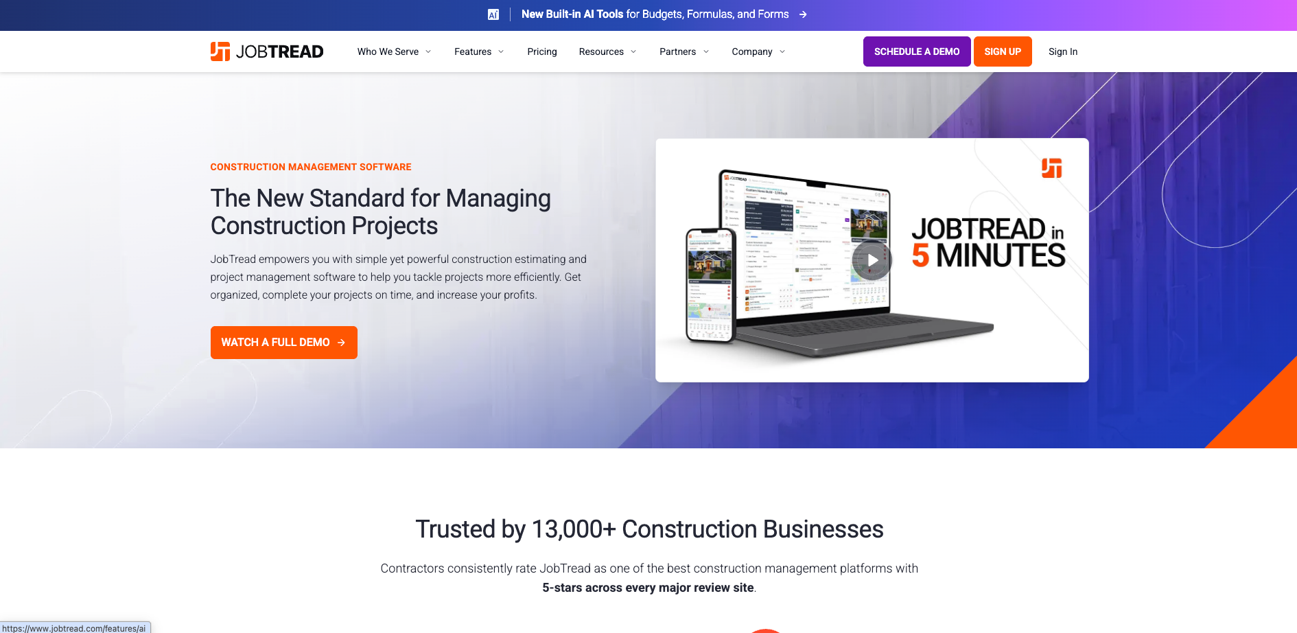 Jobtread website screenshot