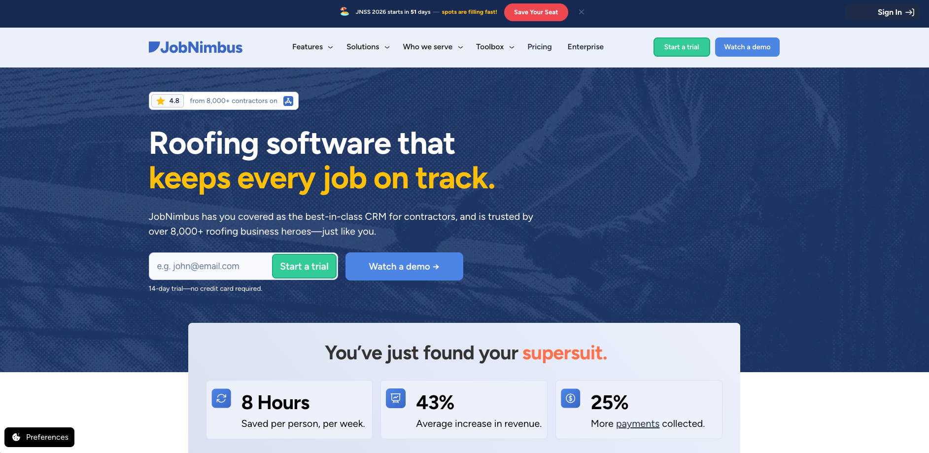 Jobnimbus website screenshot