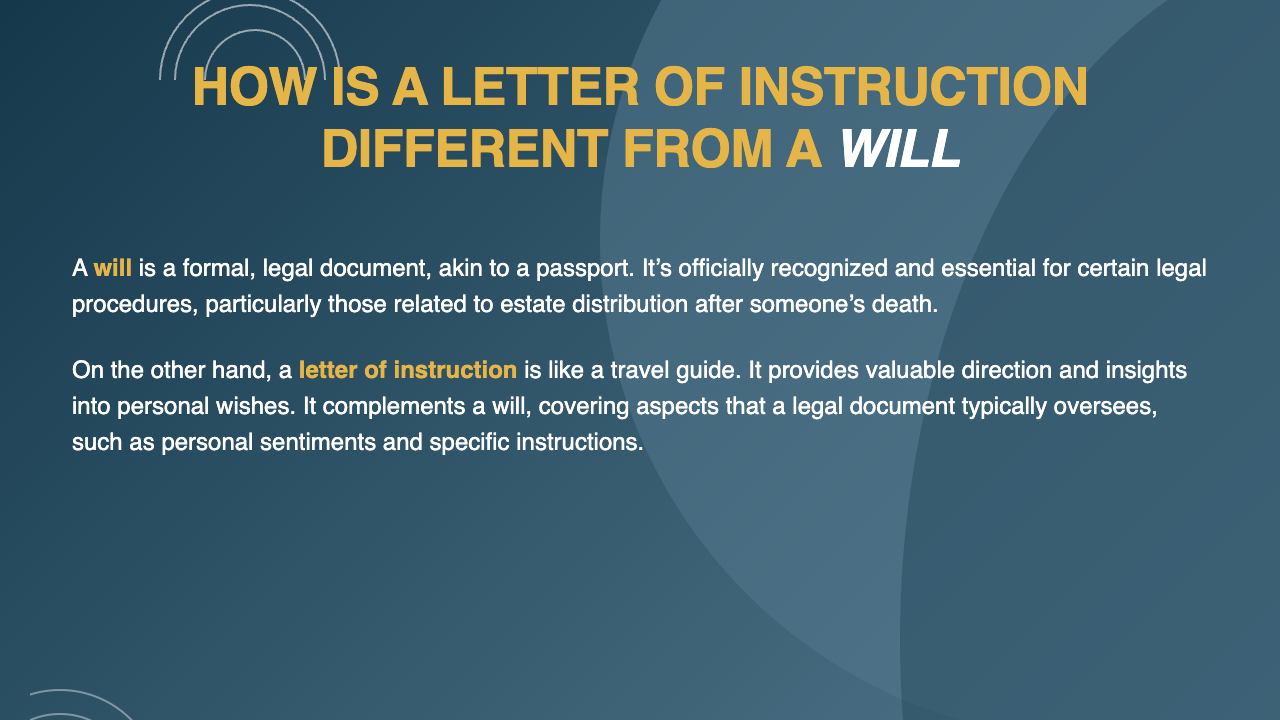 Comparison of a will and a letter of instruction