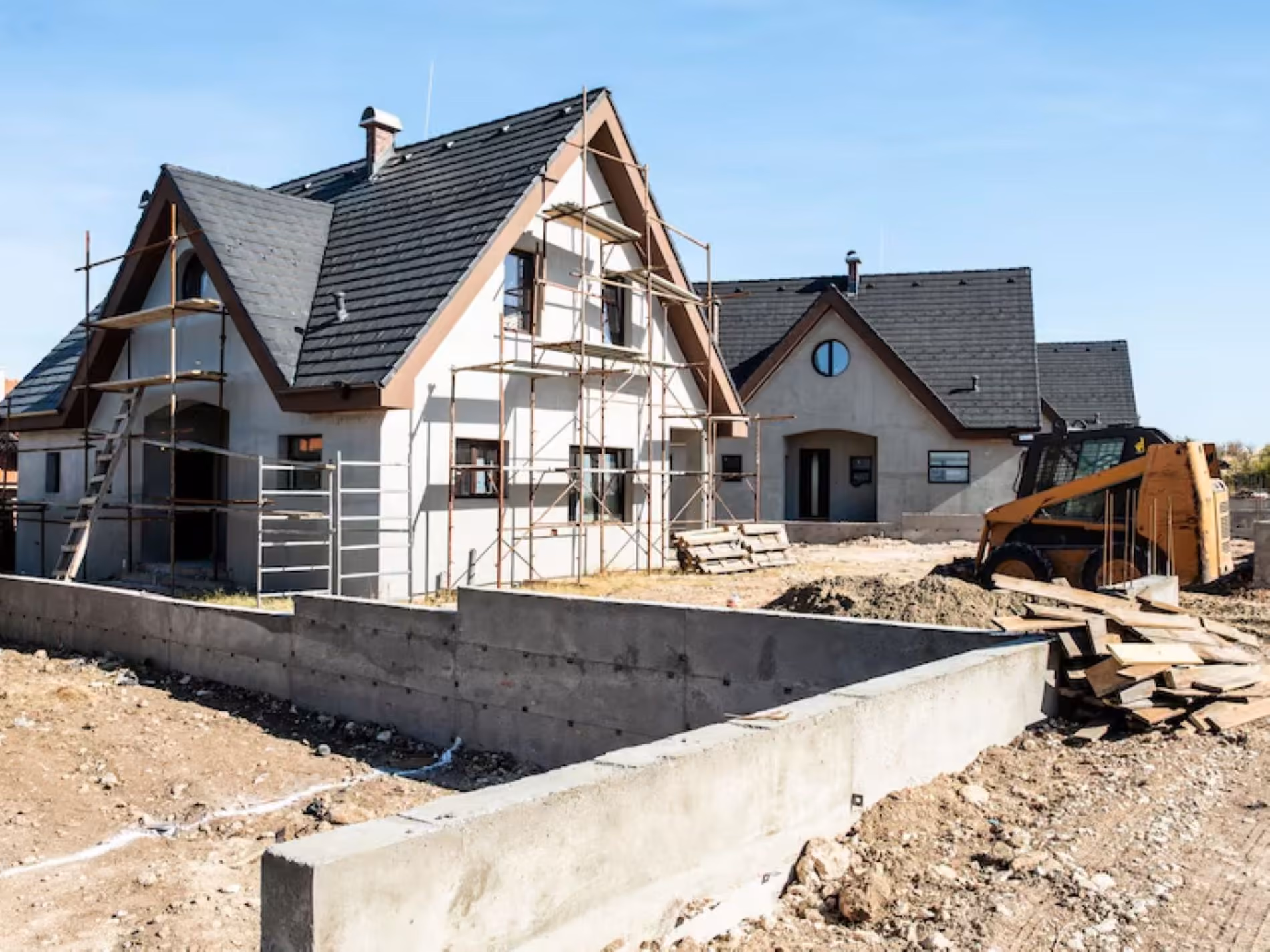House under construction on a cleared site