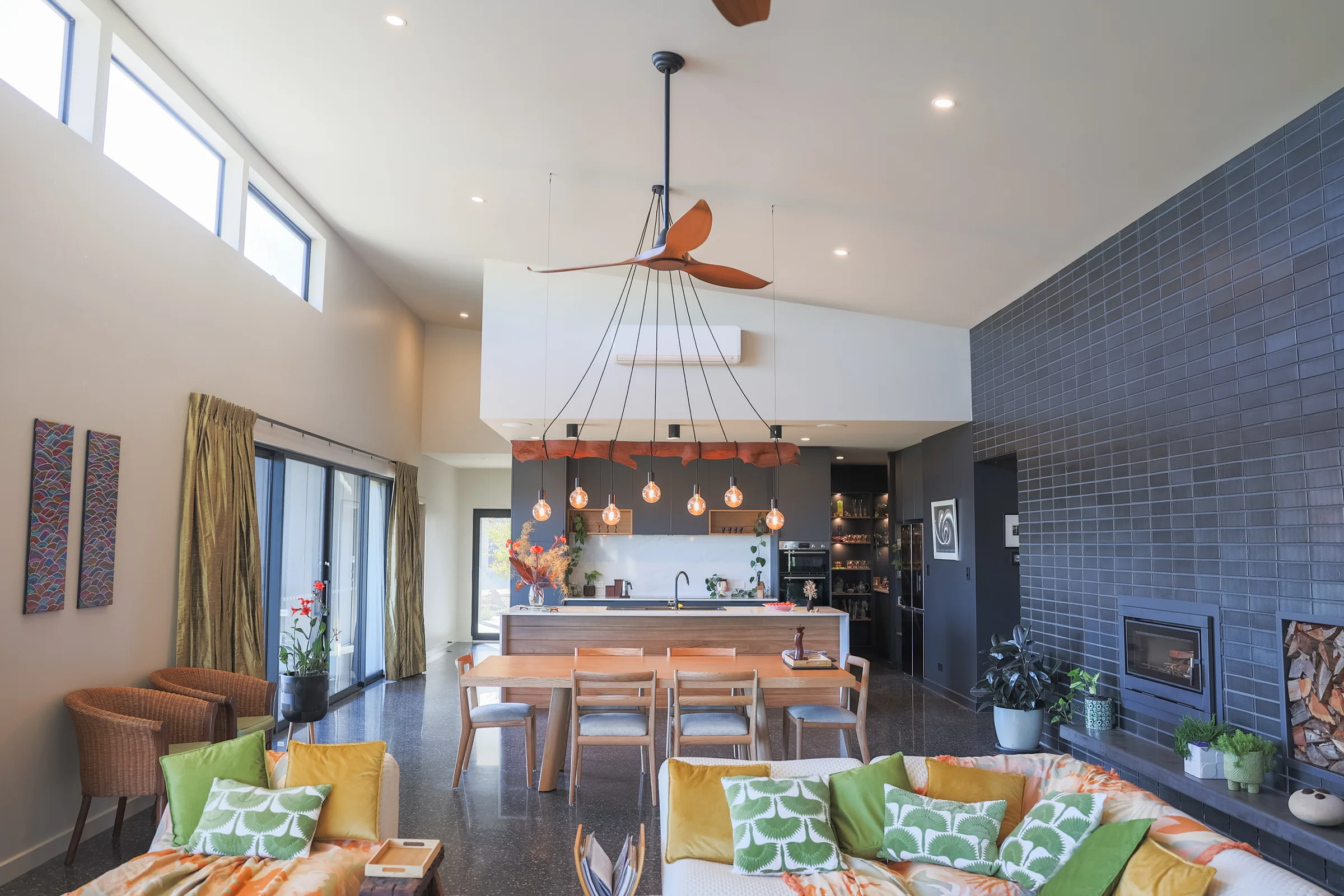 Lounge, dining and kitchen in one open-plan space