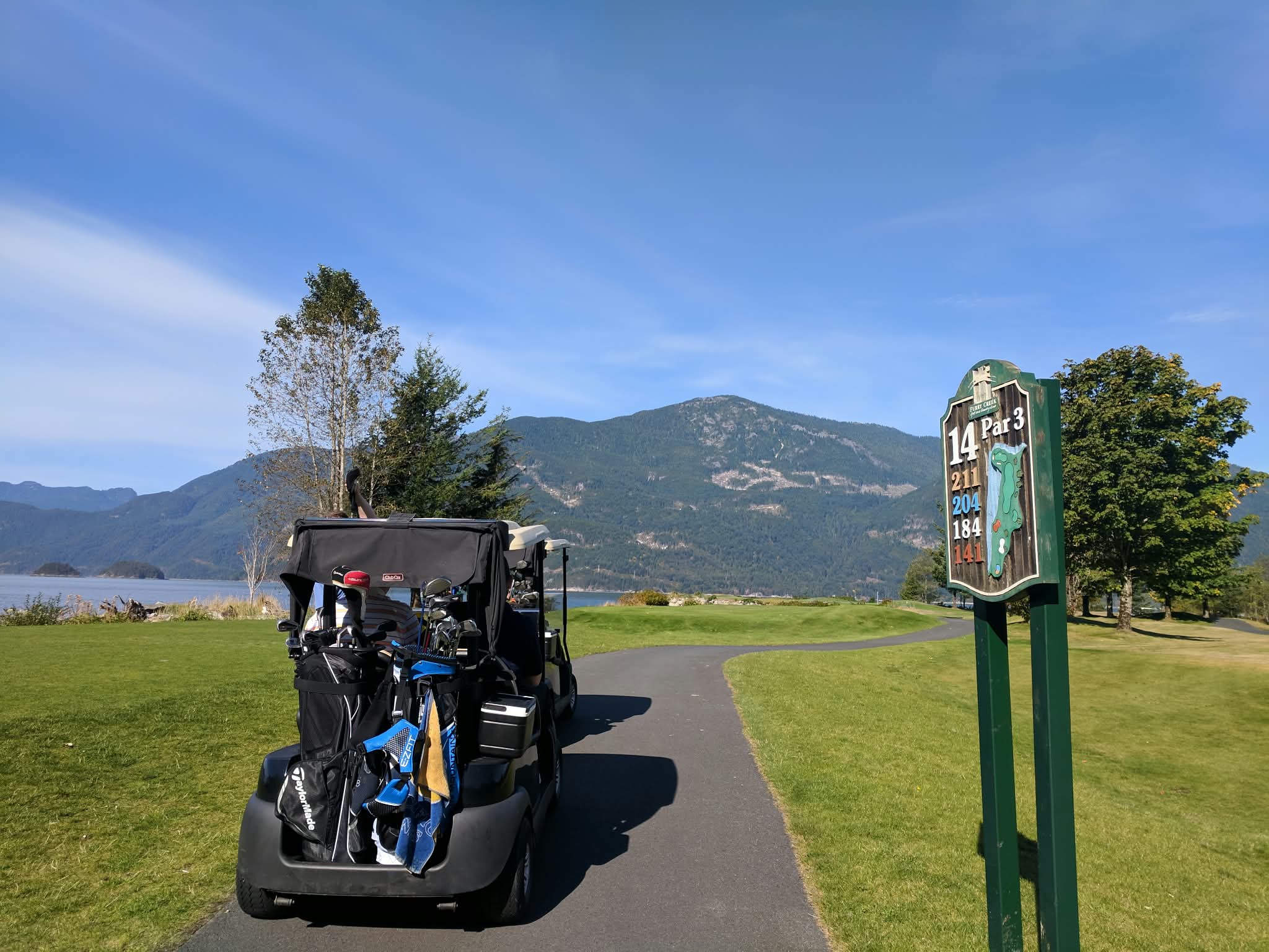 Furry Creek Golf & Country Club with Howe Sound in the background