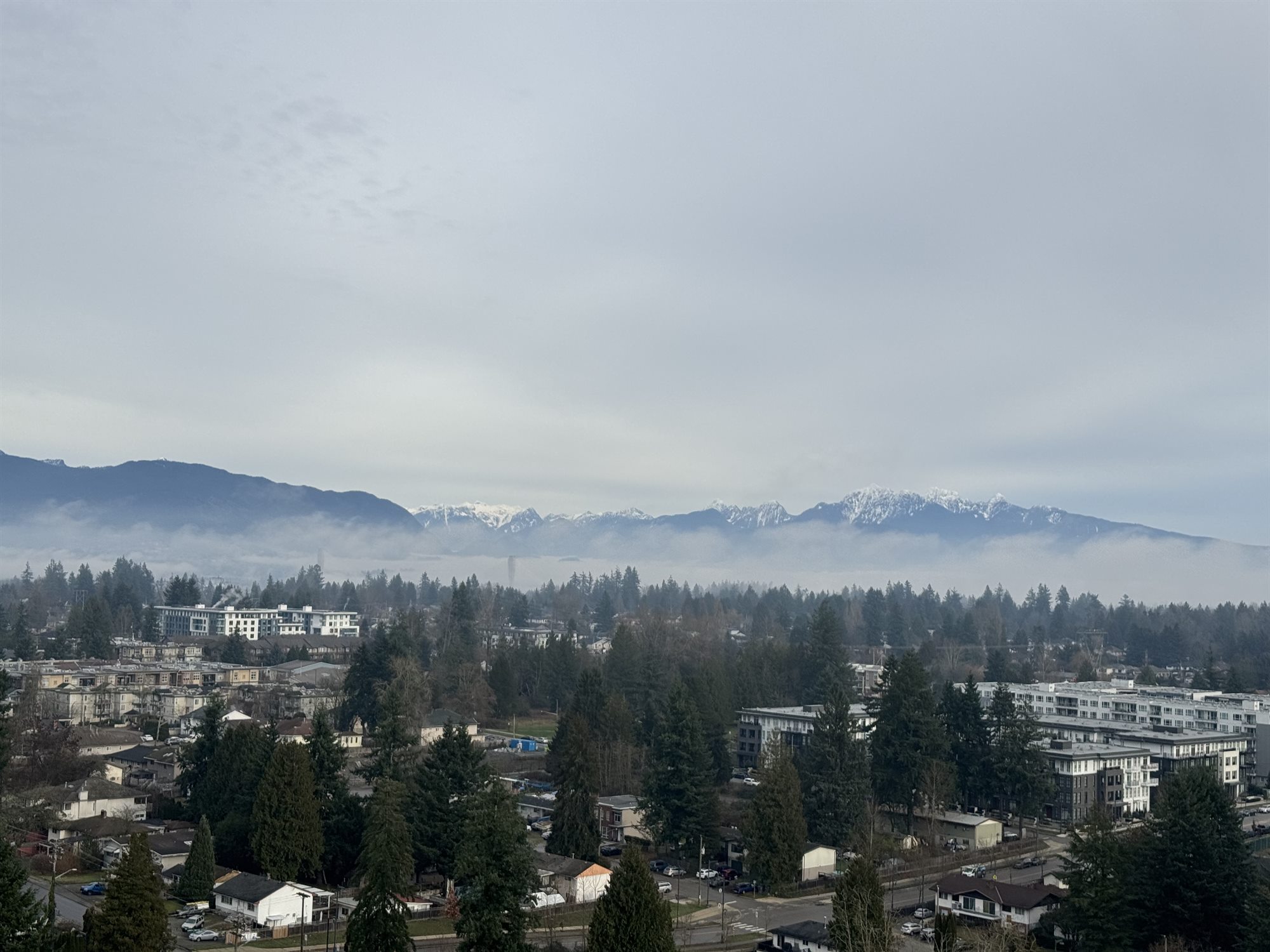 Surrey neighbourhoods with North Shore mountains in the distance