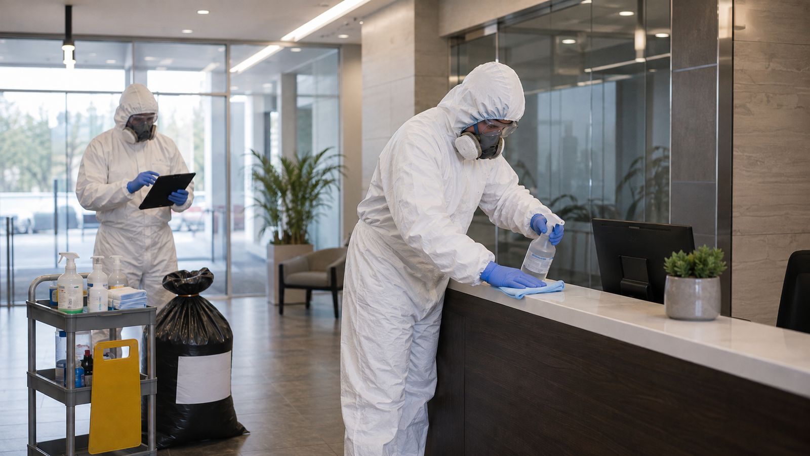 Commercial premises, reception decontamination