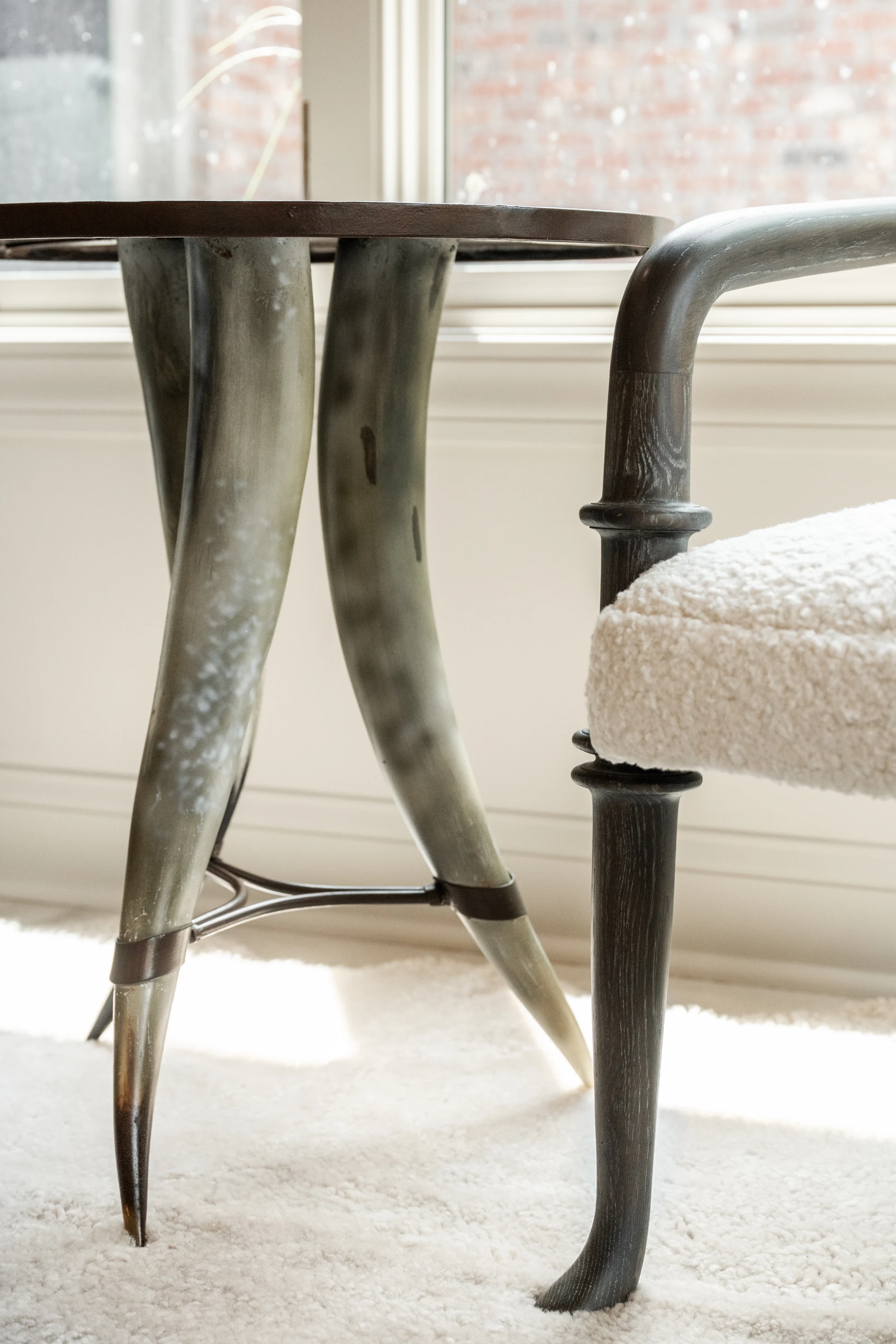 Curved metal chair and table detail at Hart Townhouse.