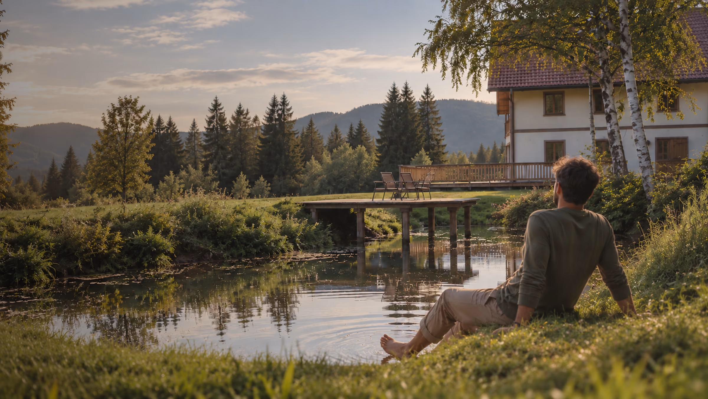Sonne über der Landschaft am Gregorhof.