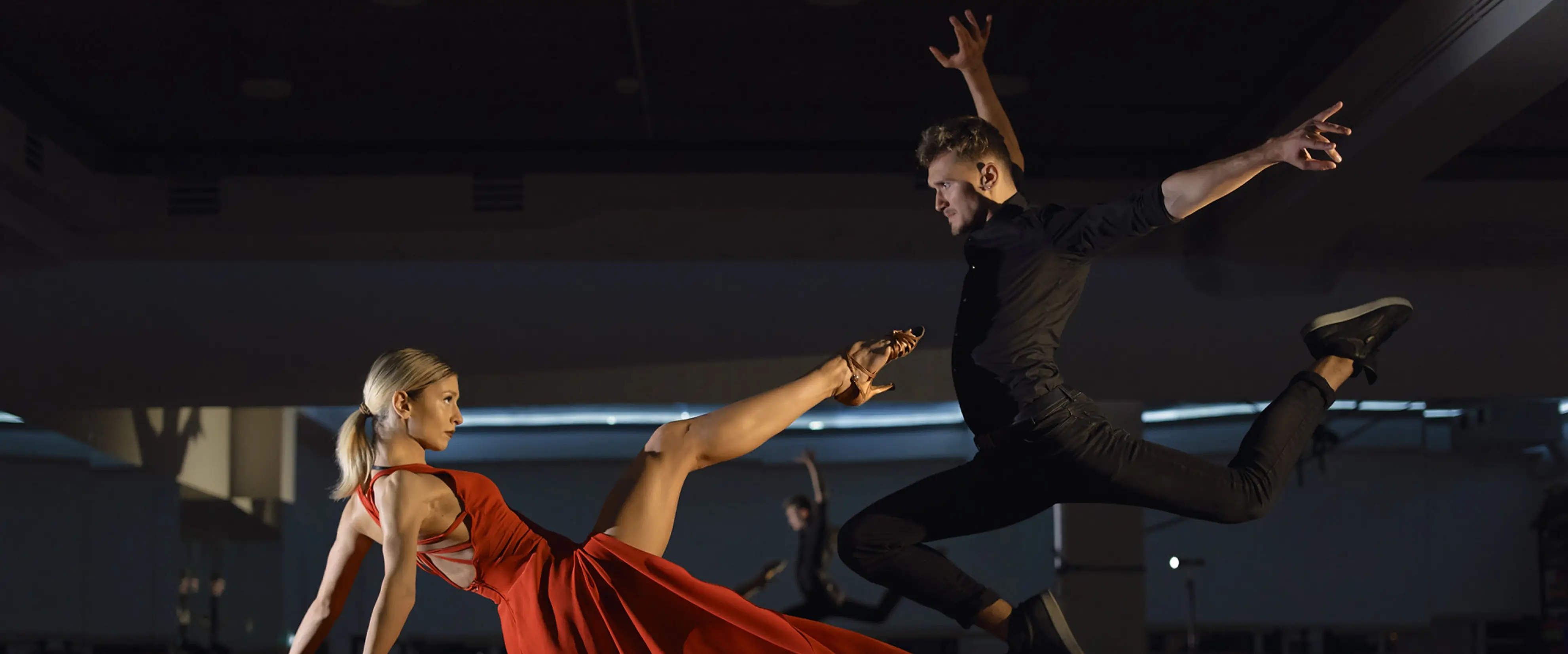 Dancer moving freely in the studio