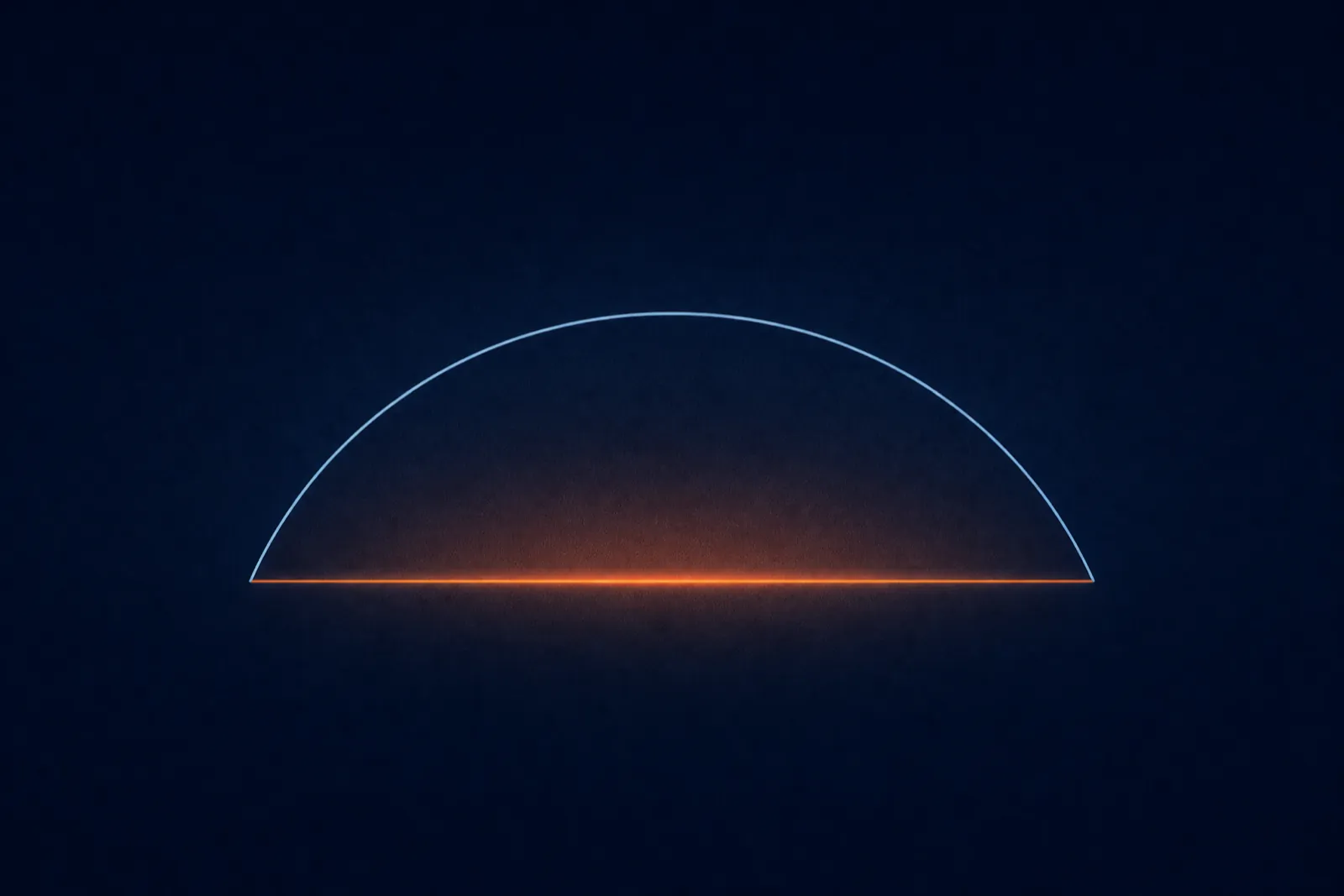 An orange line sheltered under a thin arc