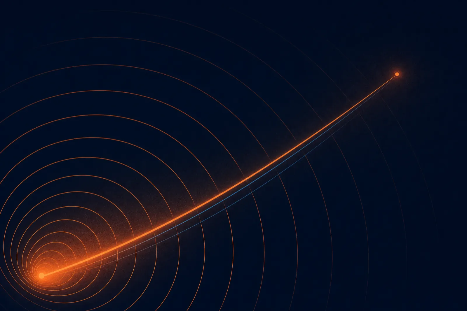 Thin concentric orange rings on deep navy